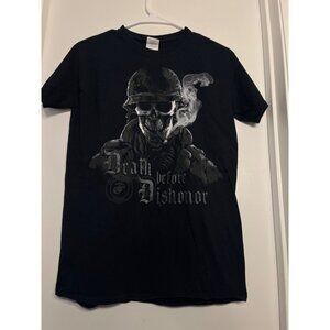 Death Before Dishonor Graphic T-Shirt Black Gildan Heavy Cotton Unisex Size S